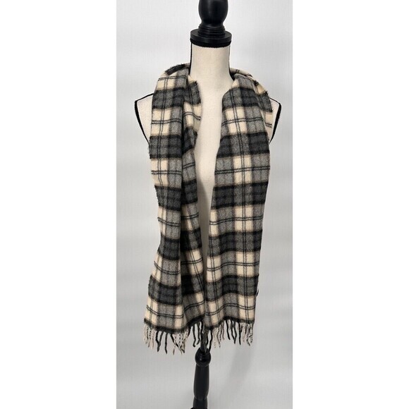 100% Baby Alpaca  Gray, Beige, Black Scarf, Plaid Alpaca 111, Made In Peru‎ - Picture 9 of 9